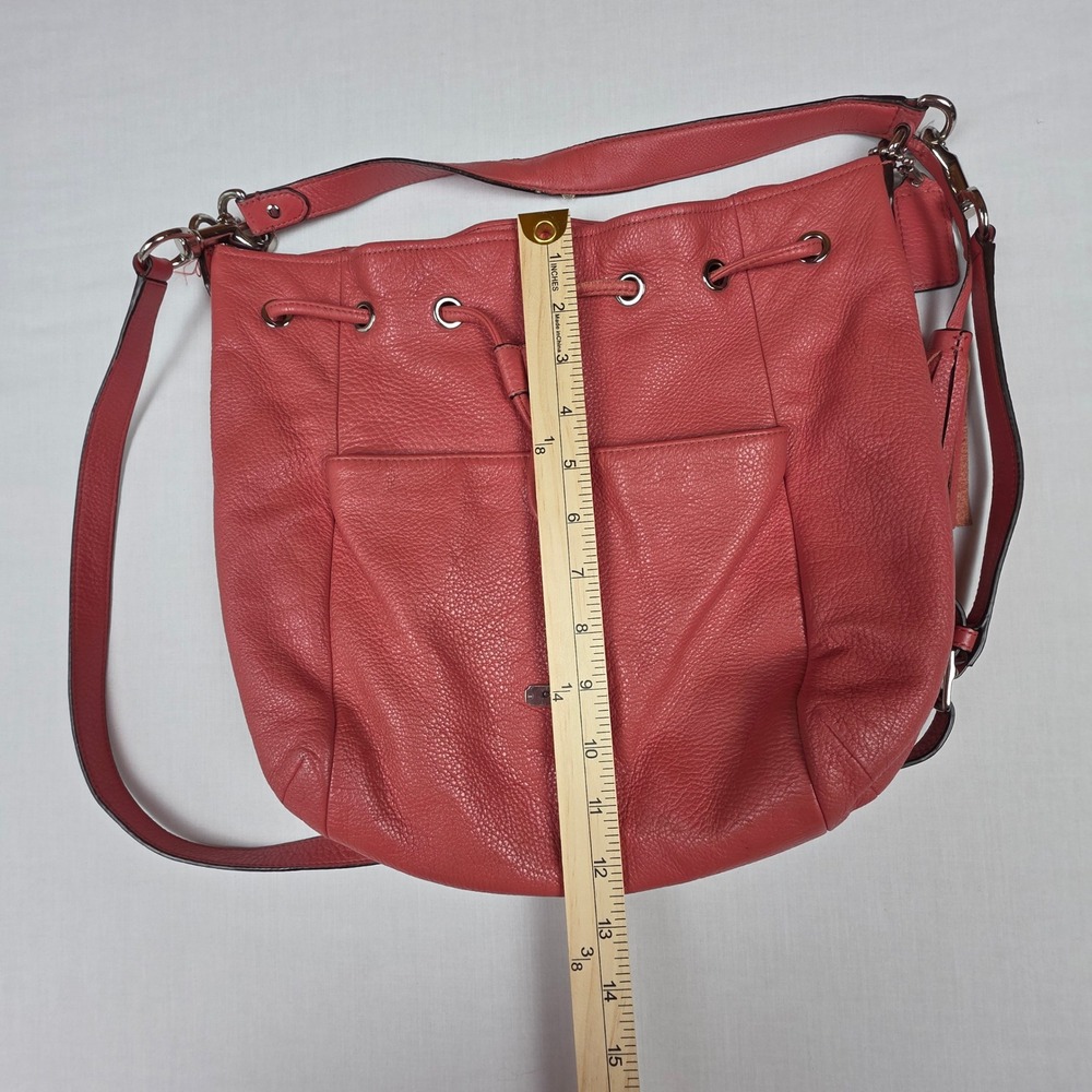 Coach Park Metro F27003 Bucket Bag Women Large Coral Pink Pebbled Leather - Picture 7 of 9